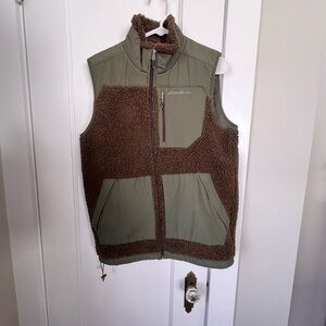 Eddie Bauer Olive and Chocolate Fleece Vest